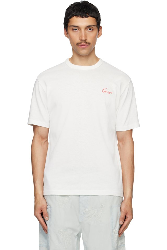 Kenzo — Off-White Kenzo Paris 'KENZO Archive Rose' Embroidered T-shirt