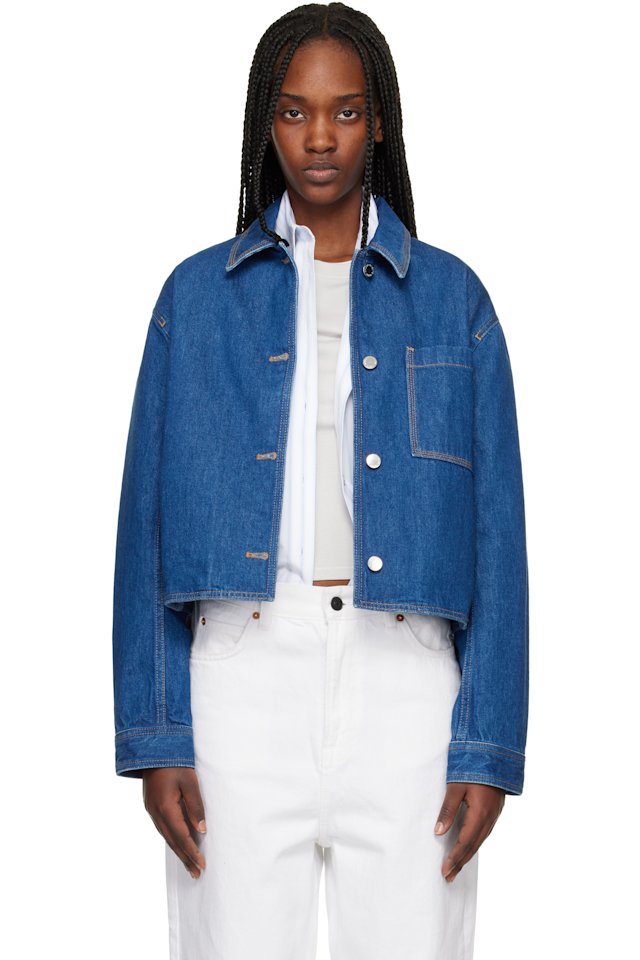 Maison Kitsuné — Blue Cropped Denim Jacket