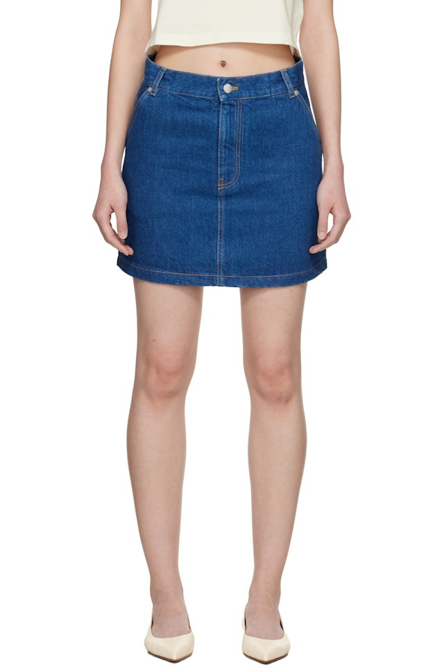 Maison Kitsuné — Blue High-Rise Denim Miniskirt