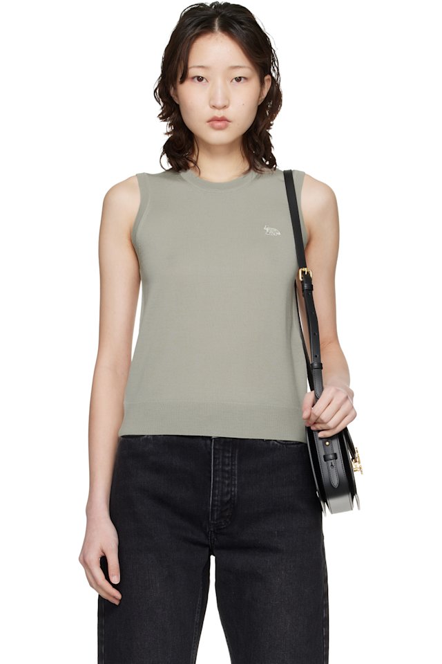 Maison Kitsuné — Beige Baby Fox Fine Merino Sweater Vest