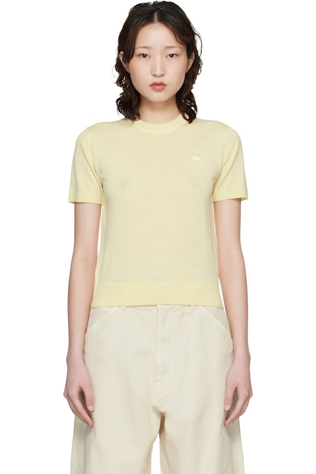 Maison Kitsuné — Yellow Baby Fox Fine Merino Sweater