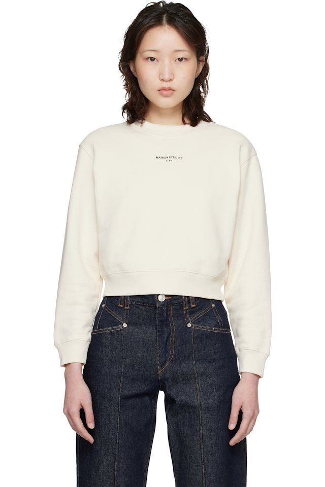 Maison Kitsuné — Off-White 'Maison Kitsuné Paris' Cropped Sweatshirt