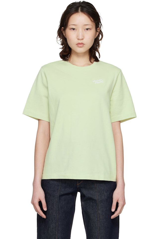 Maison Kitsuné — Green 'Maison Kitsune' Handwriting Comfort T-shirt