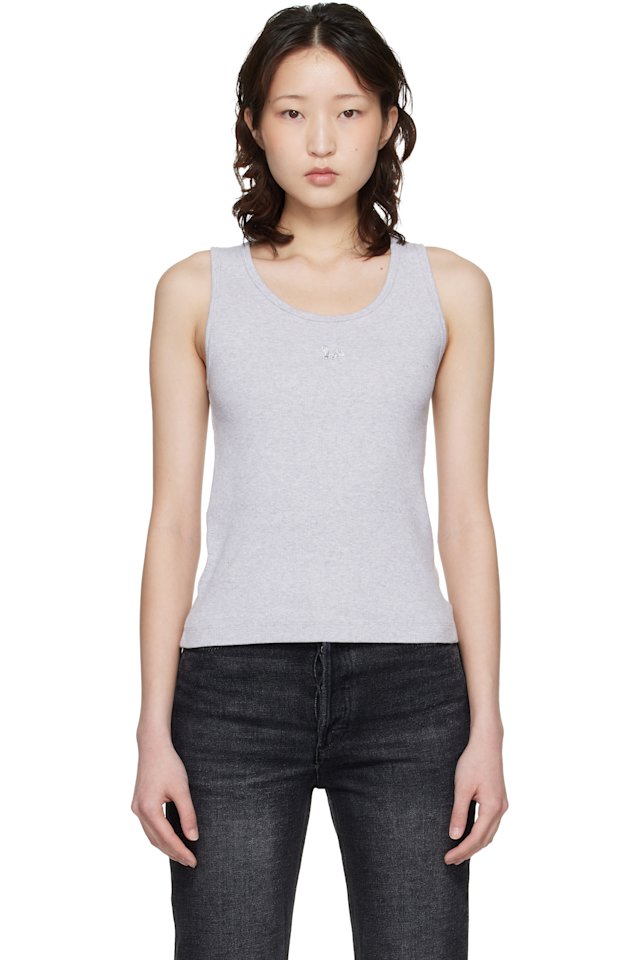 Maison Kitsuné — Gray Baby Fox Ribbed Tank Top