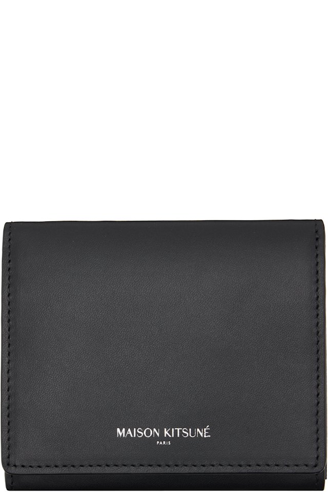 Maison Kitsuné — Black 'Maison Kitsuné Paris' Trifold Wallet