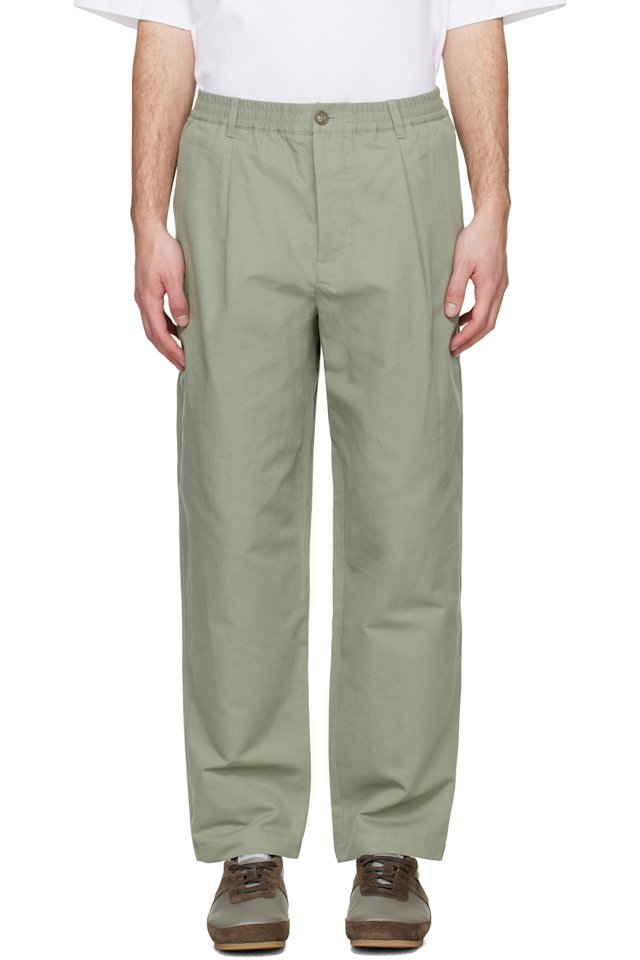 Maison Kitsuné — Gray Elasticated Pleated Trousers