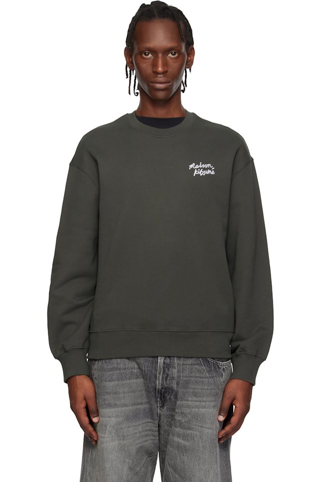 Maison Kitsuné — Brown 'Maison Kitsuné' Handwriting Comfort Sweatshirt