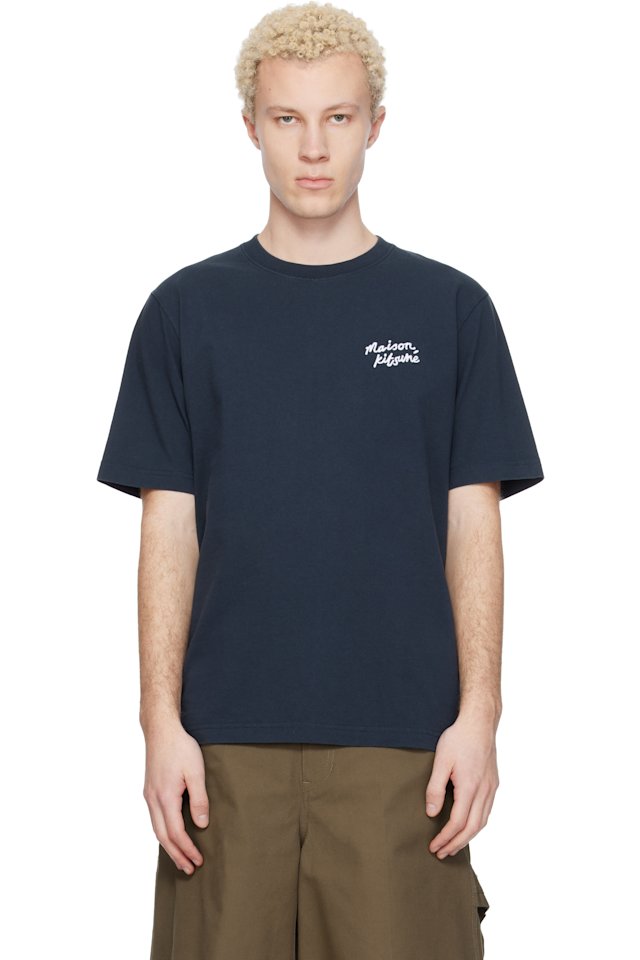 Maison Kitsuné — Navy 'Maison Kitsuné' Handwriting Comfort T-shirt