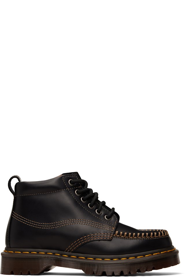Dr. Martens — Black Lowell Chukka Moc Toe Leather Ankle Boots