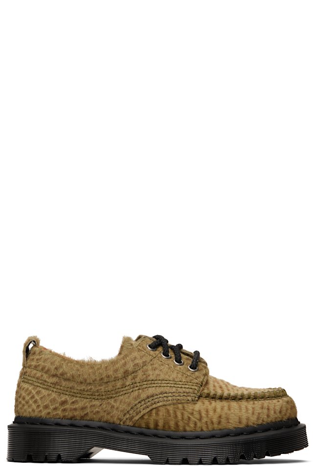 Dr. Martens — Green Lowell Hair On Leather Moc Toe Derbys