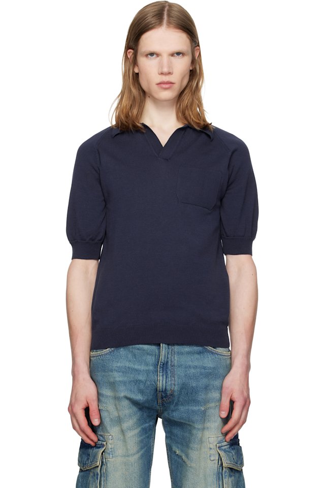 Silas — Navy Knit Polo