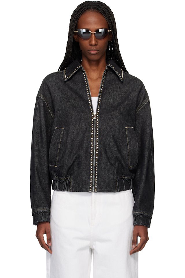 Versace — Black Embellished Denim Jacket