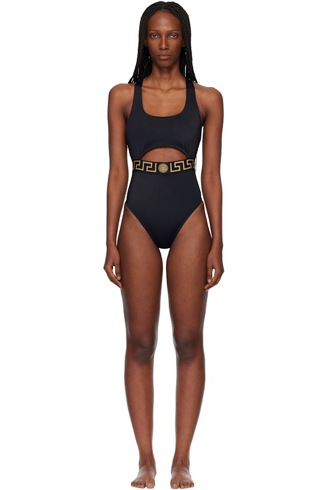 Versace — Black Cutout Swimsuit