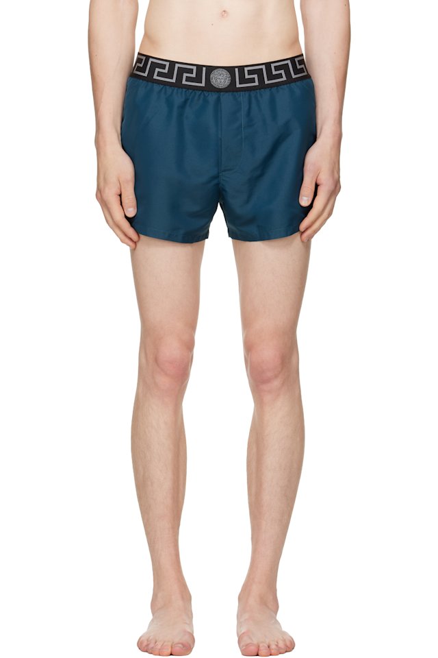 Versace — Blue Greca Swim Shorts
