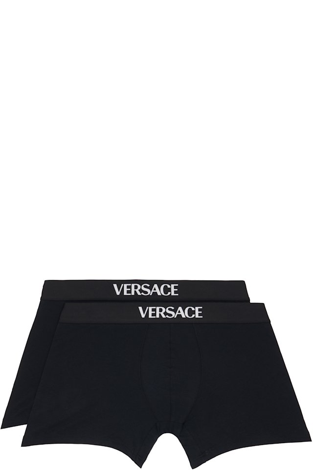 Versace — Two-Pack Black Cotton-Jersey Long Boxer Briefs