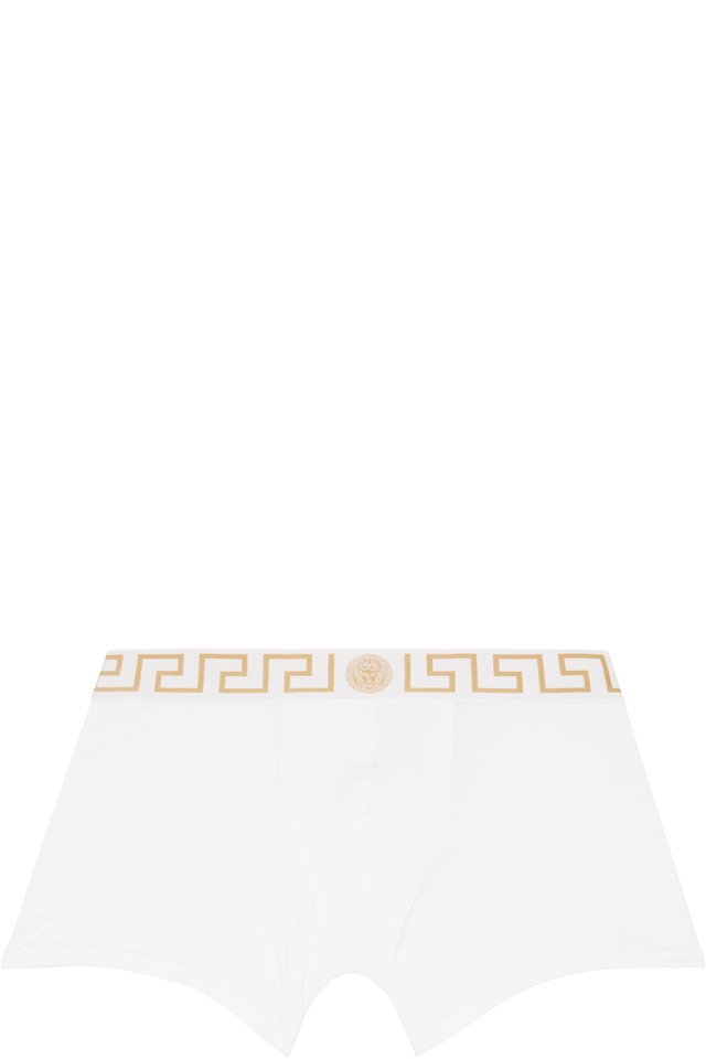 Versace — White Cotton-Jersey Long Boxer Briefs