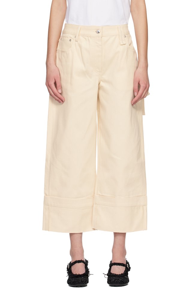 Simone Rocha — Off-White Straight Leg Bow Loop Jeans