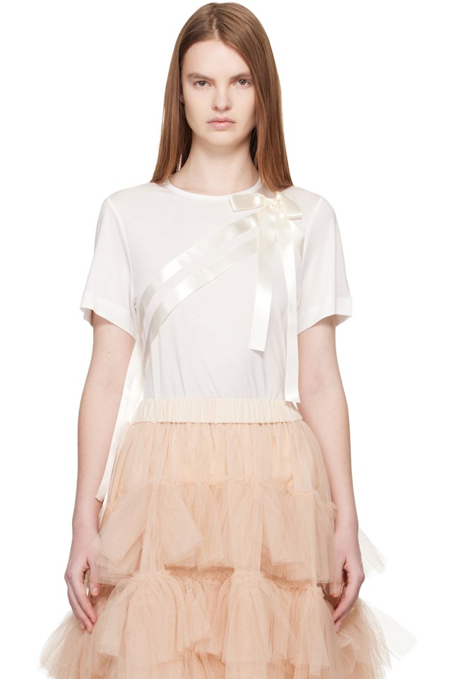 Simone Rocha — White Bow Sash Easy T-shirt