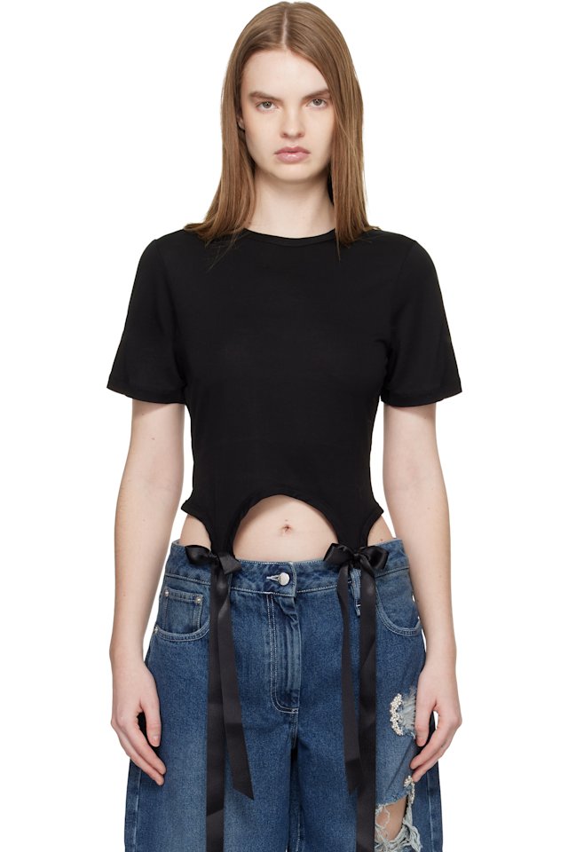 Simone Rocha — Black Bow Tail Easy T-shirt