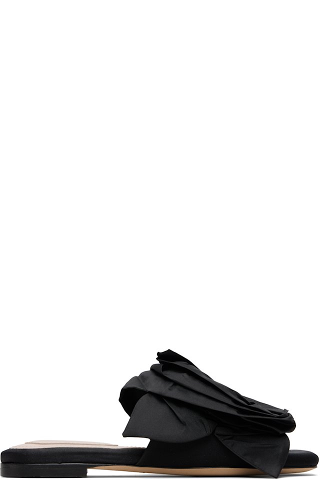 Simone Rocha — Black Pressed Rosette Slides
