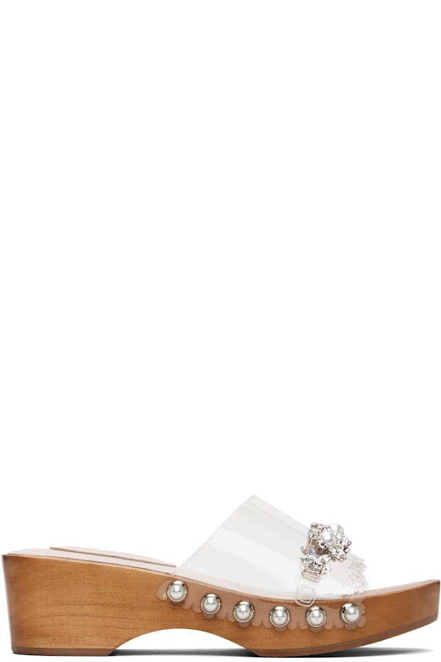 Simone Rocha — Transparent Embellished Scalloped Wooden Heeled Sandals