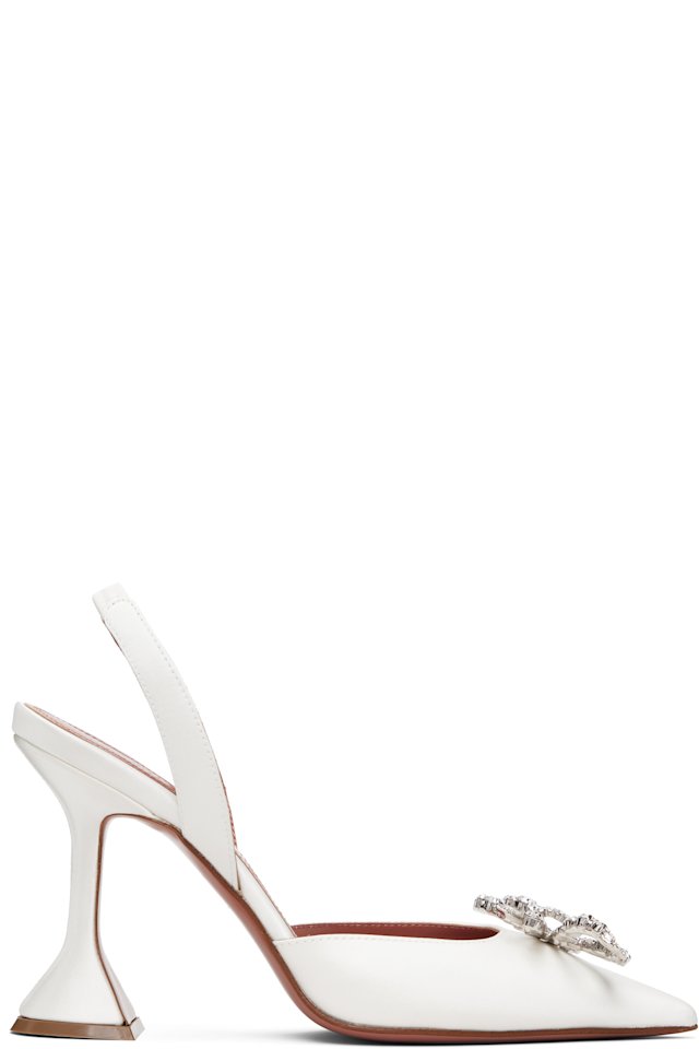 Amina Muaddi — White Rosie Sling Heels