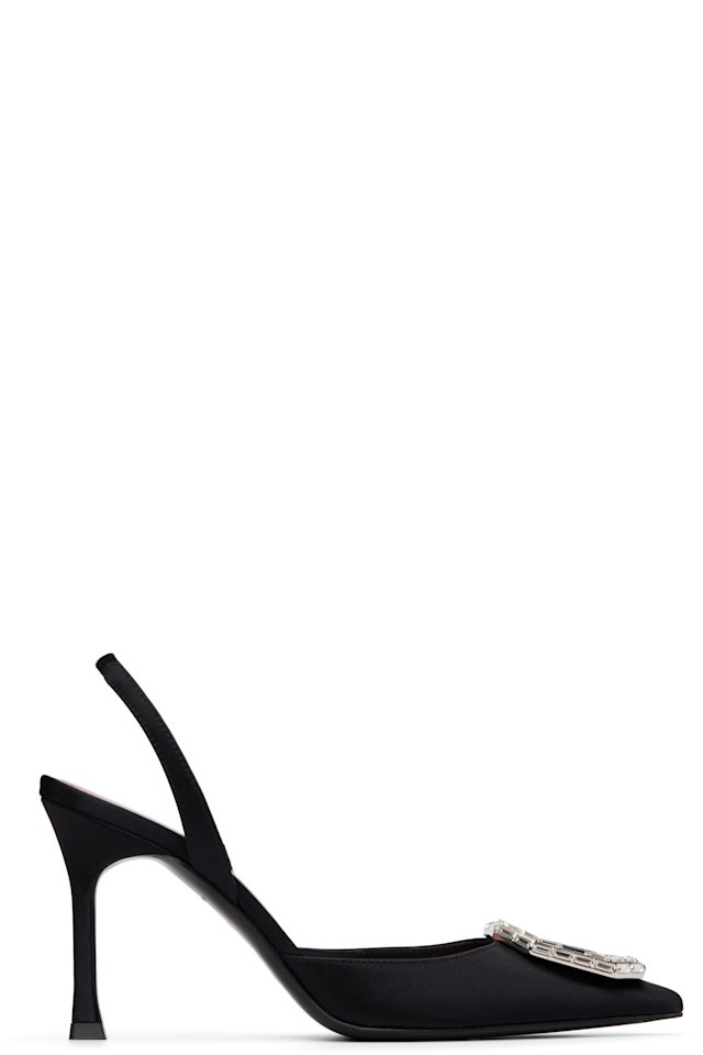 Amina Muaddi — Black Camelia Sling 90 Heels