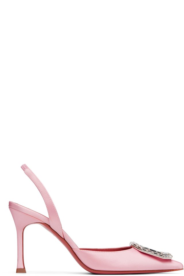 Amina Muaddi — Pink Camelia Sling 90 Heels