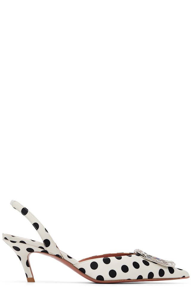 Amina Muaddi — White Camelia Sling 60 Heels