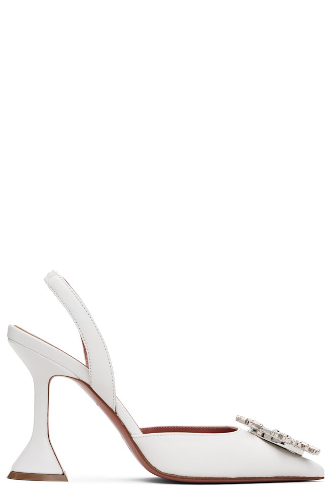 Amina Muaddi — White Begum Sling 95 Heels