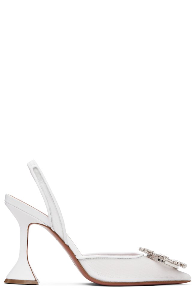 Amina Muaddi — White Begum Sling 95 Heels