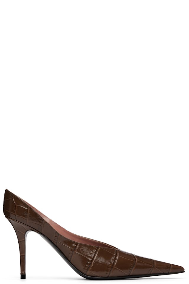Amina Muaddi — Brown Anok Mule 90 Heels