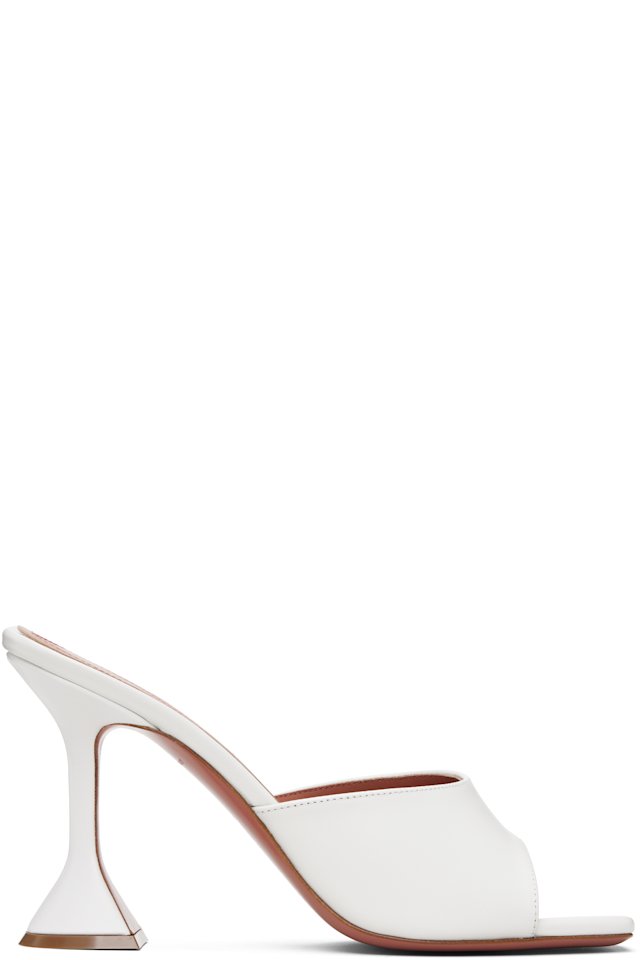 Amina Muaddi — White Lupita Slipper 95 Heeled Sandals