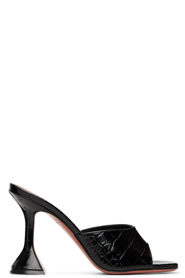 Amina Muaddi — Black Lupita Slipper 95 Heeled Sandals