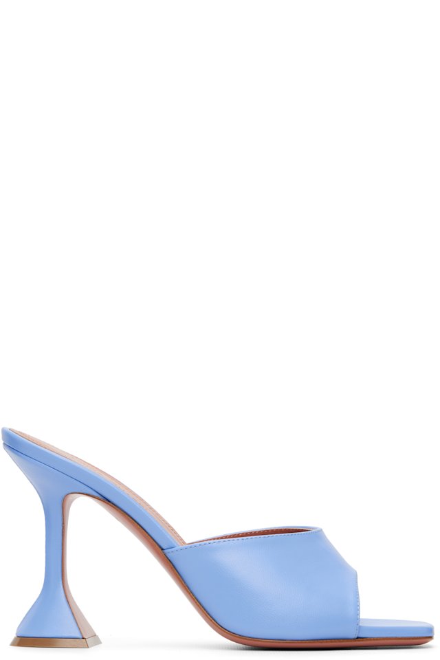 Amina Muaddi — Blue Lupita Slipper 95 Heeled Sandals