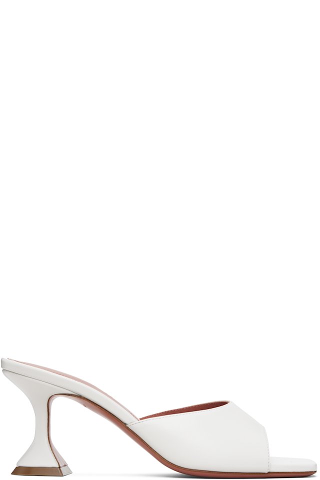 Amina Muaddi — White Lupita Slipper 70 Heeled Sandals