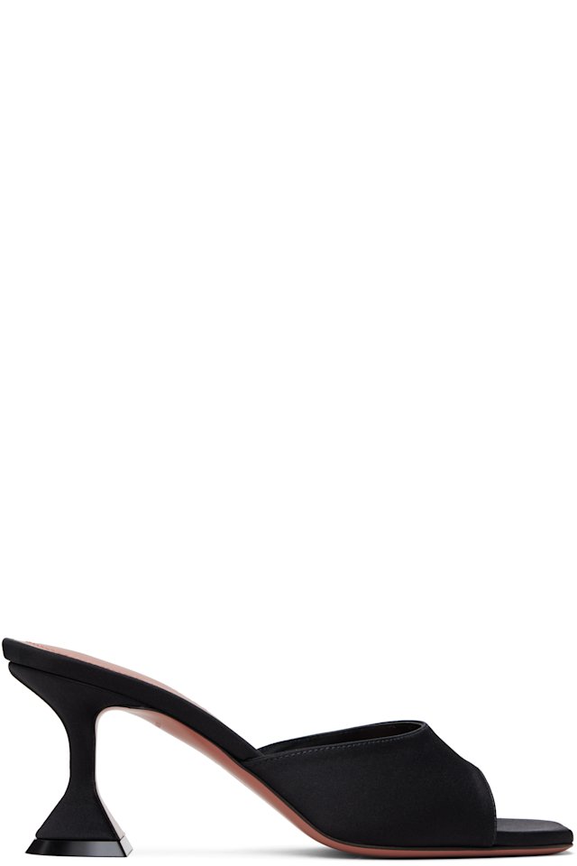 Amina Muaddi — Black Lupita Slipper 70 Heeled Sandals