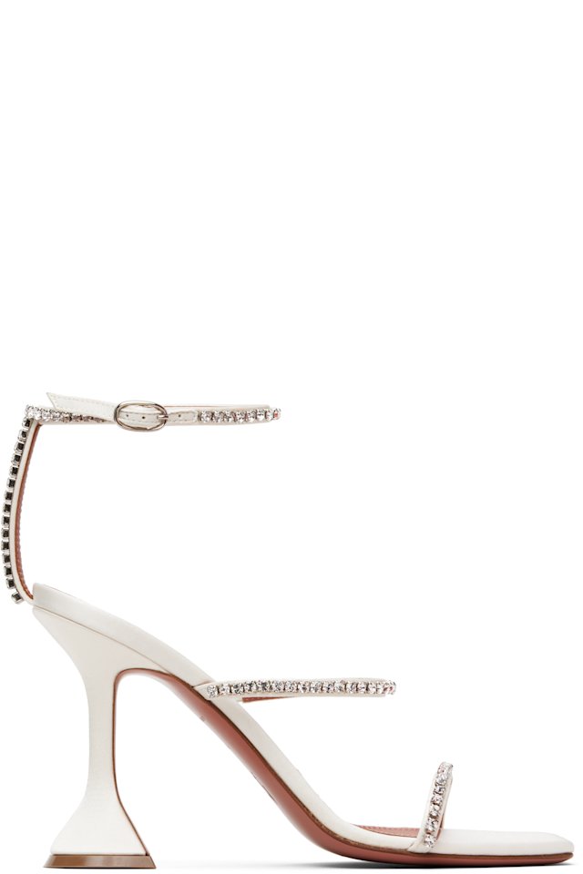 Amina Muaddi — White Gilda 95 Heeled Sandals