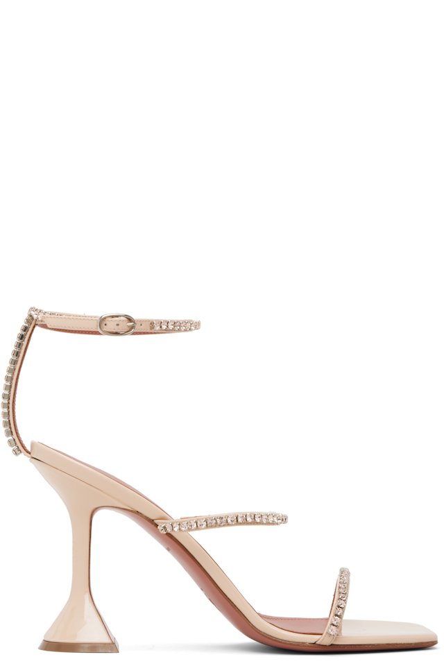 Amina Muaddi — Beige Gilda 95 Heeled Sandals
