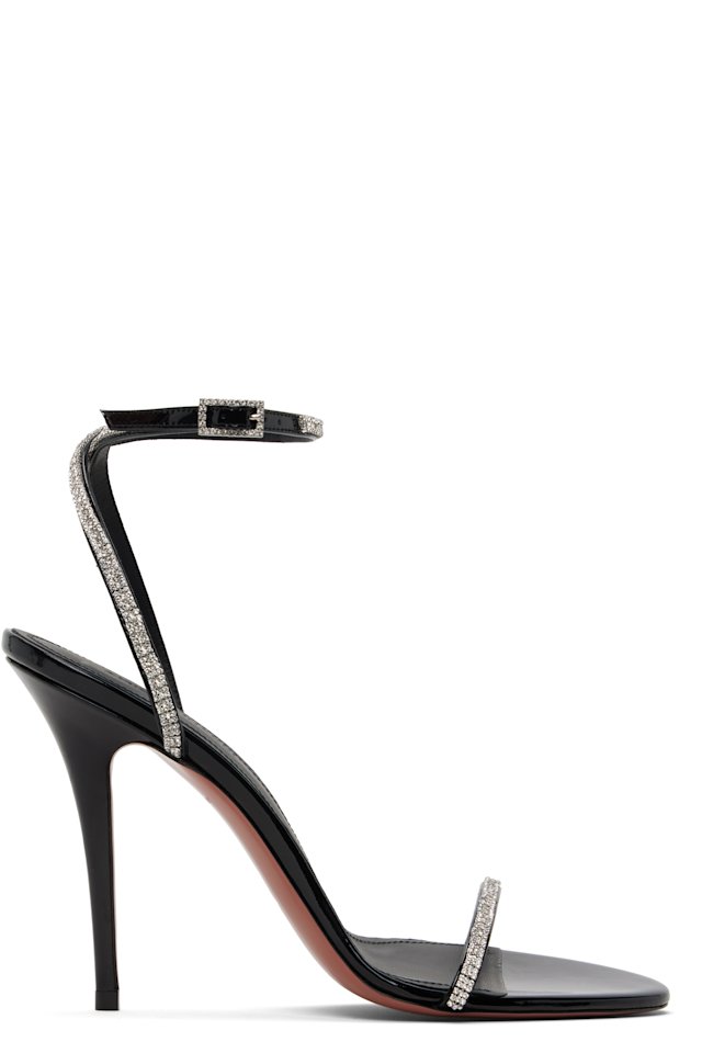 Amina Muaddi — Black Diamante 105 Heeled Sandals