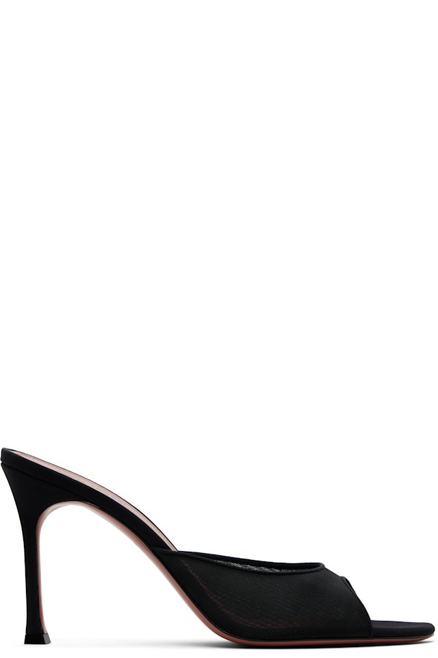 Amina Muaddi — Black Alexa Mesh 95 Heeled Sandals