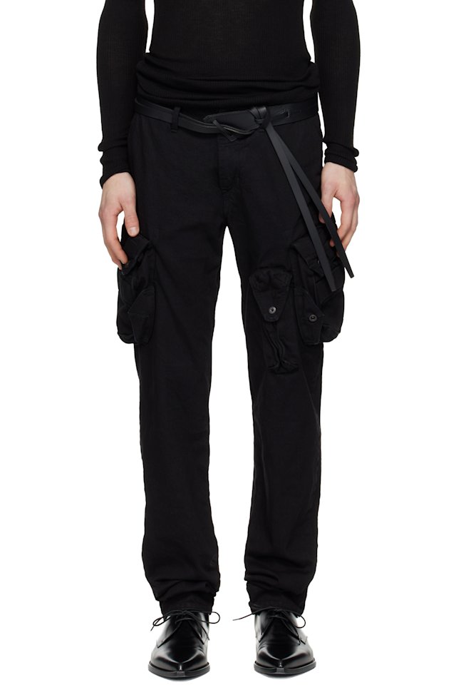 Julius — Black Gasmask Skinny Denim Cargo Pants
