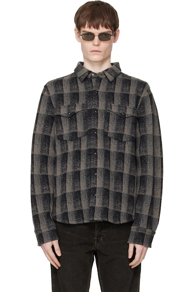 RRL — Gray Wool-Cashmere Western Overshirt