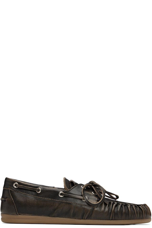 Alohas — Brown Rowan Vintage Effect Leather Boat Shoes