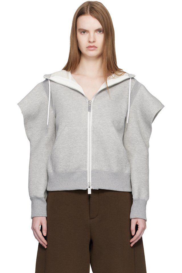 sacai — Gray Sponge Sweat Hoodie