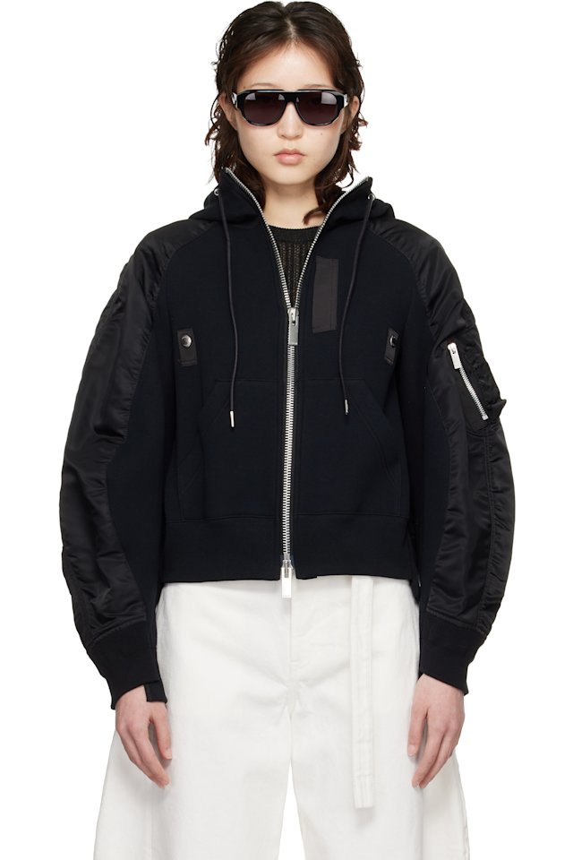 sacai — Black Sponge Sweat Hoodie