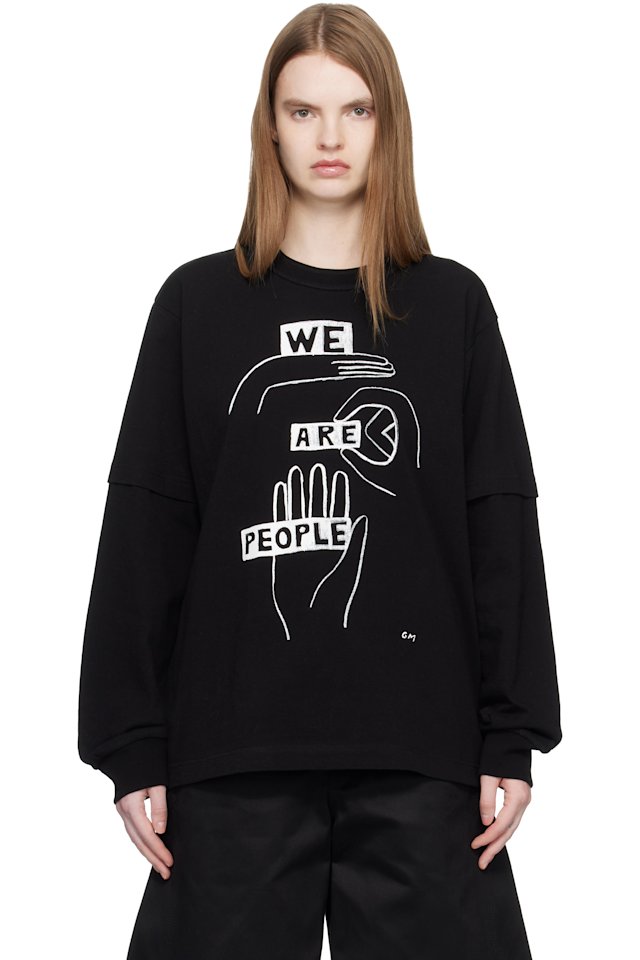 sacai — Black 'geoff sacai' Print L/S T-shirt
