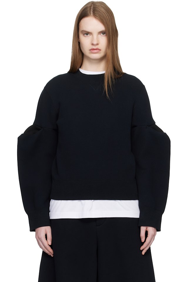 sacai — Black Sponge Sweat Pullover Sweatshirt