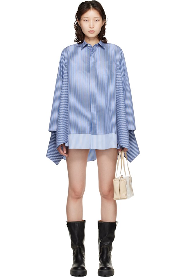sacai — Blue Poplin Shirt Minidress