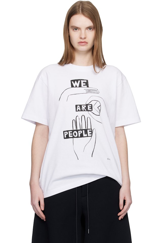 sacai — White 'geoff sacai' Print T-shirt